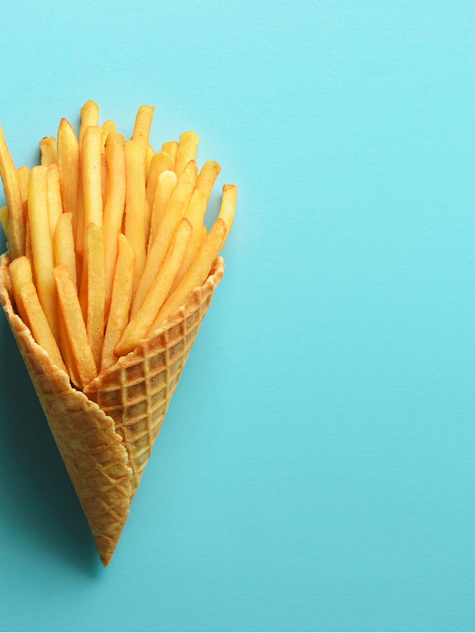 Pommes frites in einer Waffeltüte